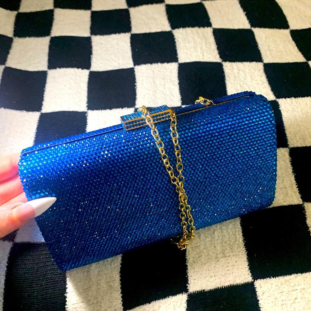 Brand new beautiful peacock blue rhinestone  beaded evening bag/clutch.